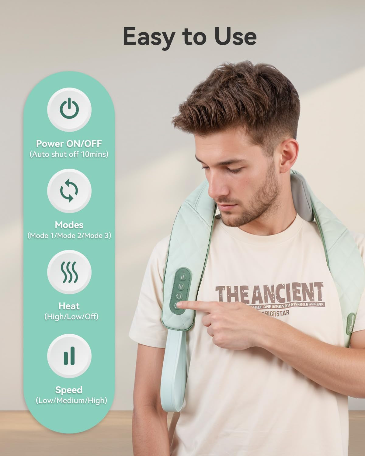 4D Cordless Neck and Shoulder Massager with Heat & Kneading