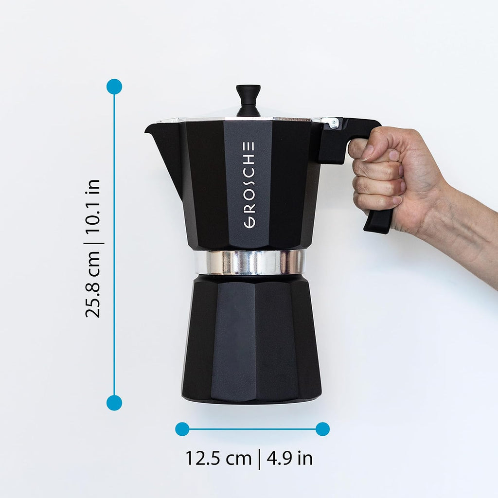 Milano Stovetop Espresso Maker Moka Pot 12 Espresso Cup, Black