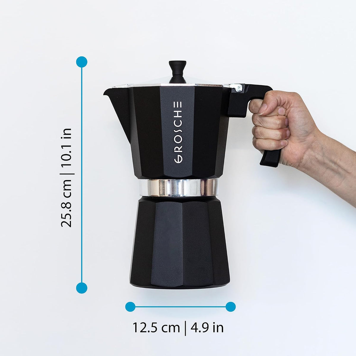 Milano Stovetop Espresso Maker Moka Pot 12 Espresso Cup, Black