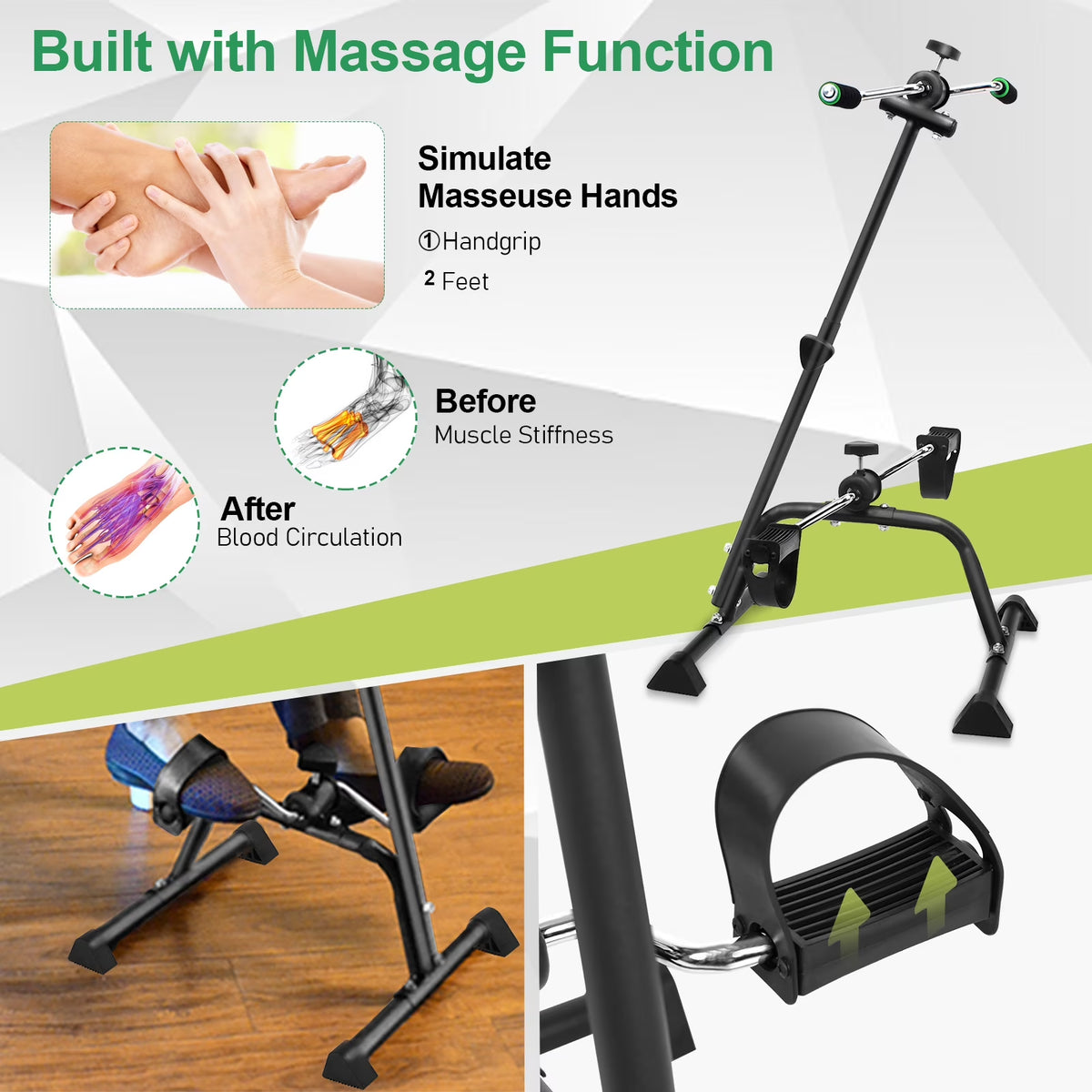 Elderly Exercise Bike, Pedal Exerciser Bike, Hand Arm Leg and Knee Fitness Machine, Height Adjustable Fitness Equipment for Total Body, Home Exercise Equipment for Elderly