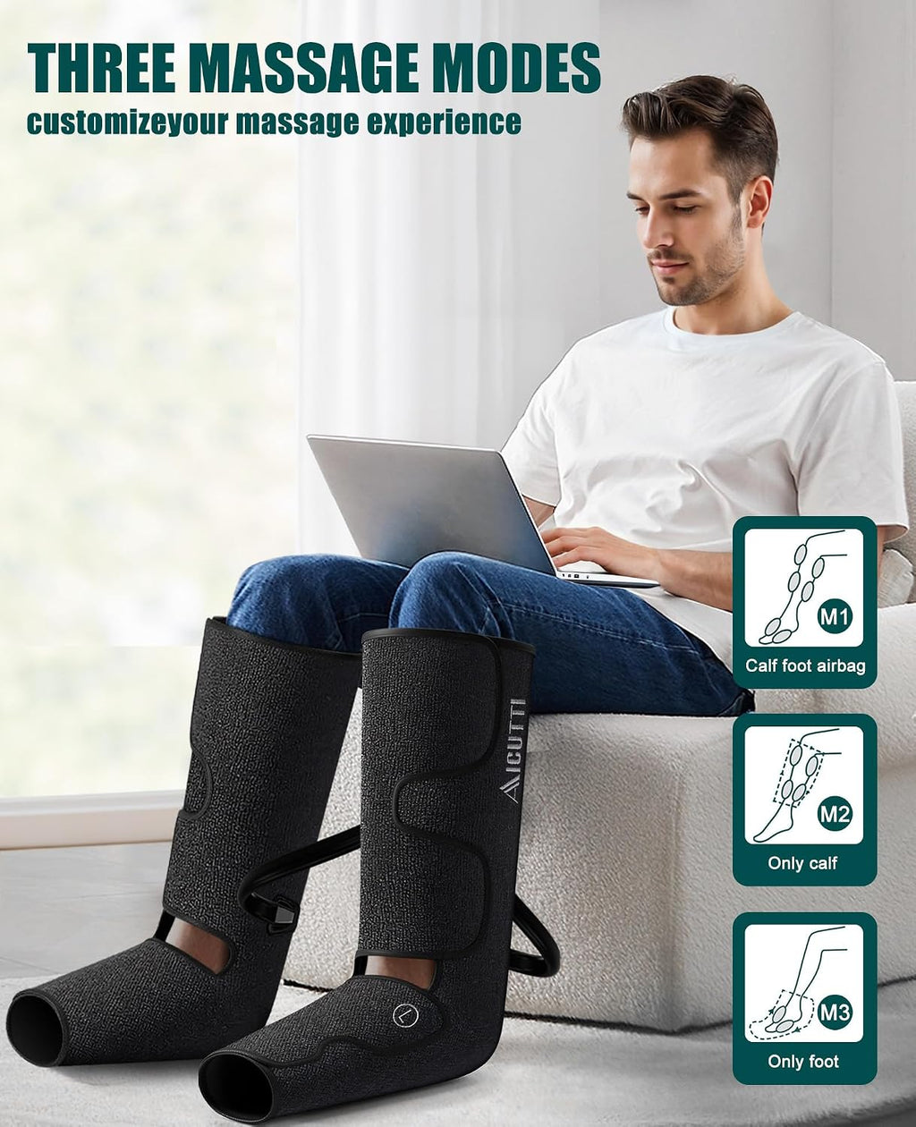 Air Compression Full Leg Massager with Heat - Gifts for Men Women Mom Dad