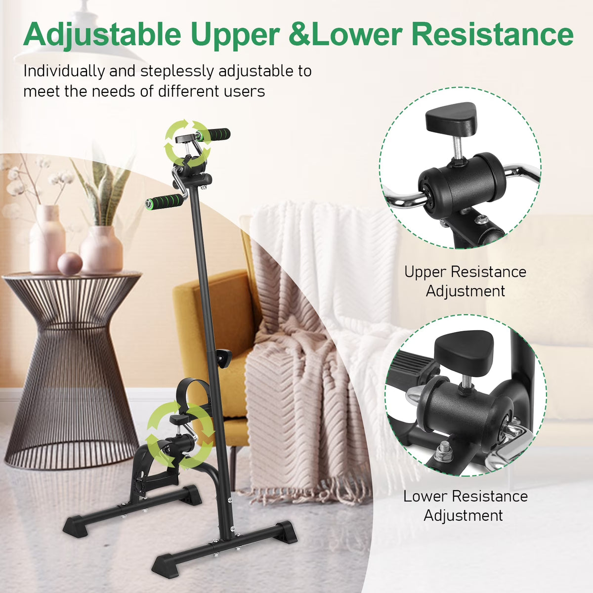 Elderly Exercise Bike, Pedal Exerciser Bike, Hand Arm Leg and Knee Fitness Machine, Height Adjustable Fitness Equipment for Total Body, Home Exercise Equipment for Elderly