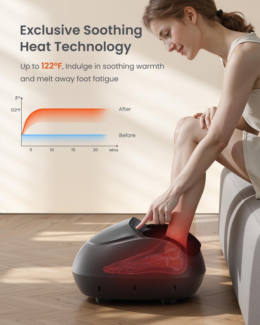 Full Foot Massager with Heat, Deep Shiatsu for Plantar Fasciitis