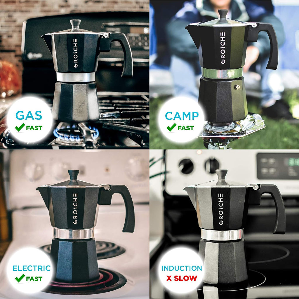 Milano Stovetop Espresso Maker Moka Pot 12 Espresso Cup, Black