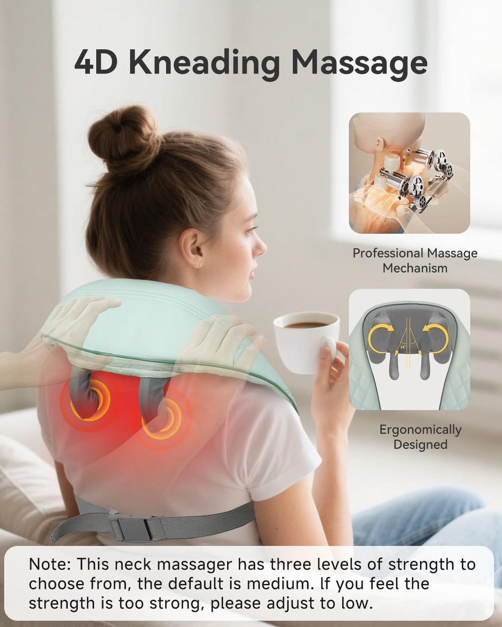 4D Cordless Neck and Shoulder Massager with Heat & Kneading