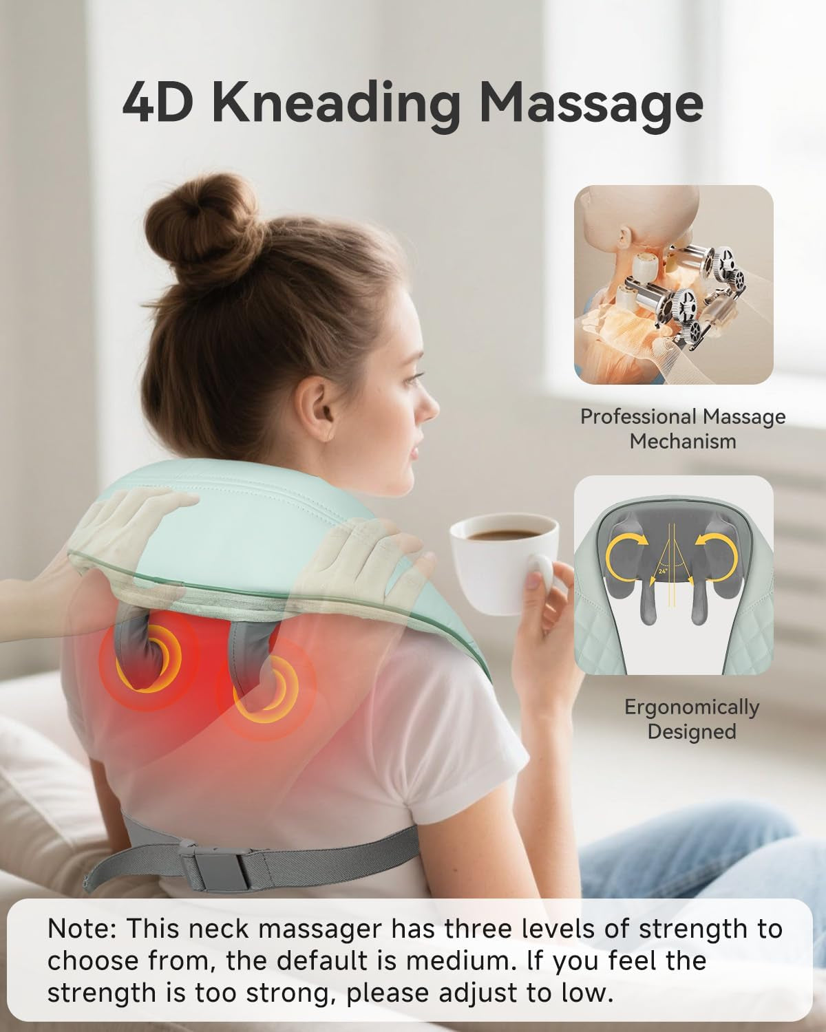 4D Cordless Neck and Shoulder Massager with Heat & Kneading