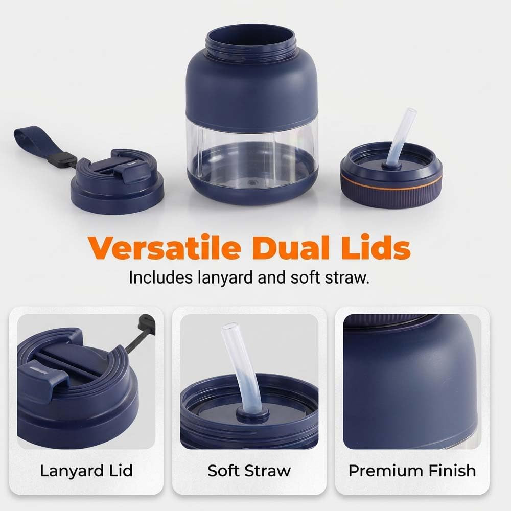 Portable Household Appliances Juicer, 2026 New Electric Juicer Cup Cordless Juice Mug, Upgrade Dual Lid Compact Travel Drinking Cup Household Appliances Juicer Blender (Navy, 800ML)