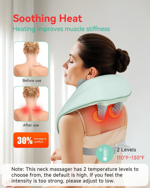4D Cordless Neck and Shoulder Massager with Heat & Kneading
