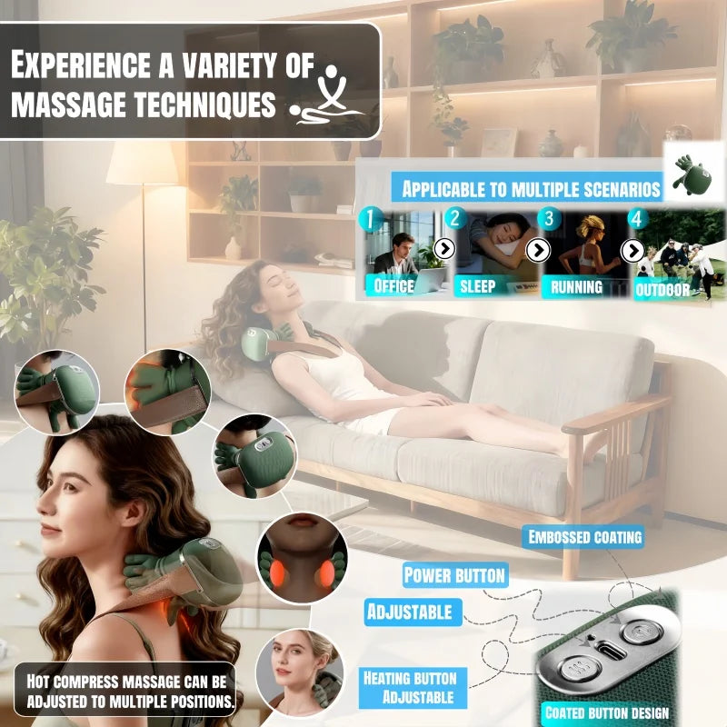 Neck Massager 2025 Electric Shoulder & Cervical Massage Deep Tissue Body Massager Almost Real Person Massager