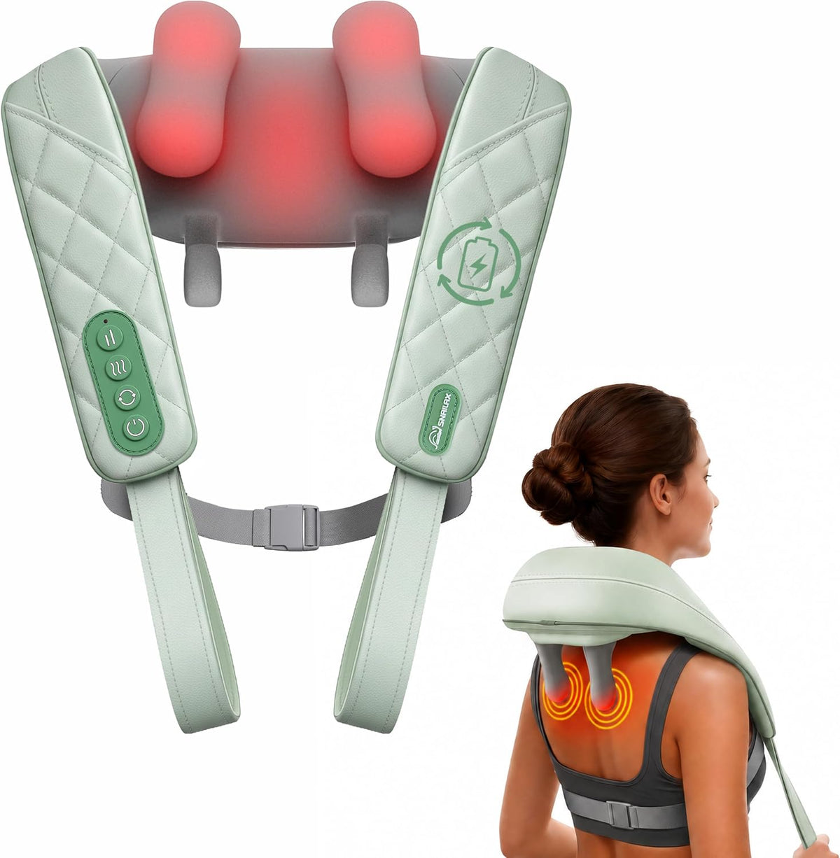 4D Cordless Neck and Shoulder Massager with Heat & Kneading