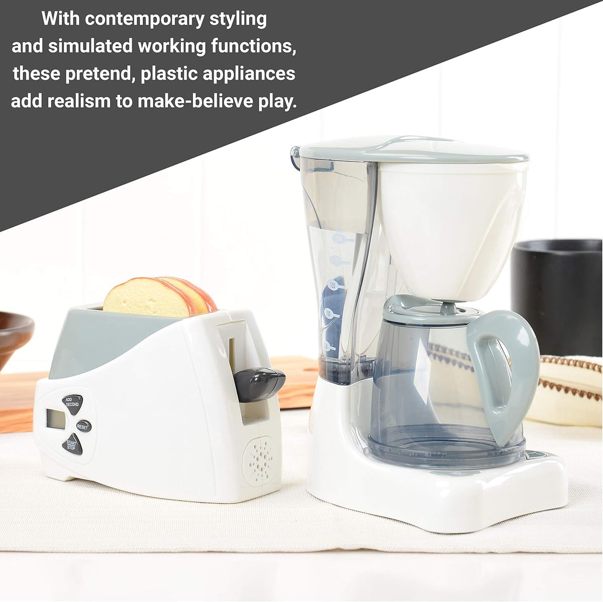Coffee Maker Toy and Play Toaster with Pop up Toast, Developmental Toddler Toys, Ages 3 Years and Up