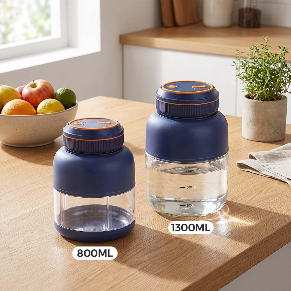 Portable Household Appliances Juicer, 2026 New Electric Juicer Cup Cordless Juice Mug, Upgrade Dual Lid Compact Travel Drinking Cup Household Appliances Juicer Blender (Navy, 800ML)