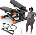 Steppers for Exercise at Home Workout Equipment, Mini Stepper Exercise Machine 300Lbs, Twist Step with Resistance Bands, Cardio Weight Loss Equipment Home Fitness, Orange