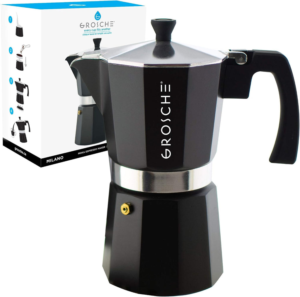 Milano Stovetop Espresso Maker Moka Pot 12 Espresso Cup, Black