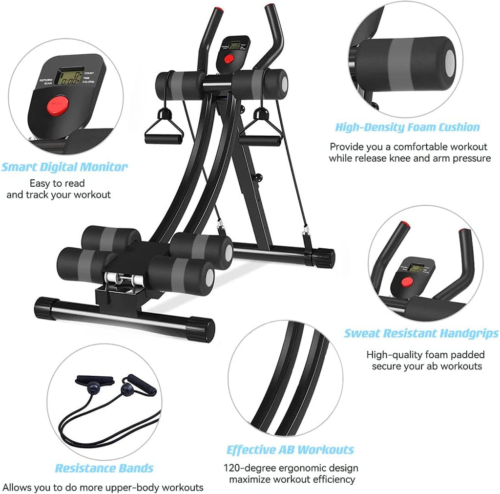 AB Workout Equipment, Home Gym Ab Machine for Abdominal Exercise and Strength Training, Height Adjustable Fitness Equipment