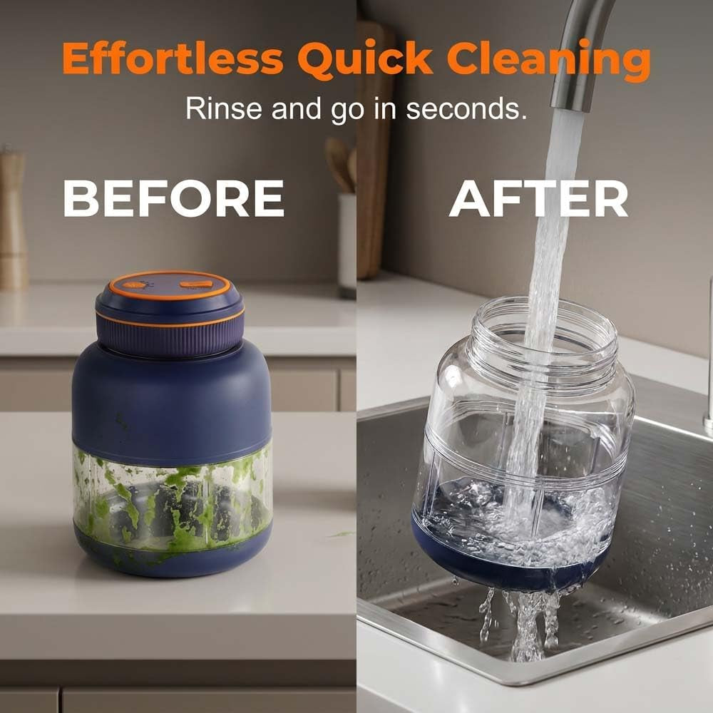 Portable Household Appliances Juicer, 2026 New Electric Juicer Cup Cordless Juice Mug, Upgrade Dual Lid Compact Travel Drinking Cup Household Appliances Juicer Blender (Navy, 800ML)