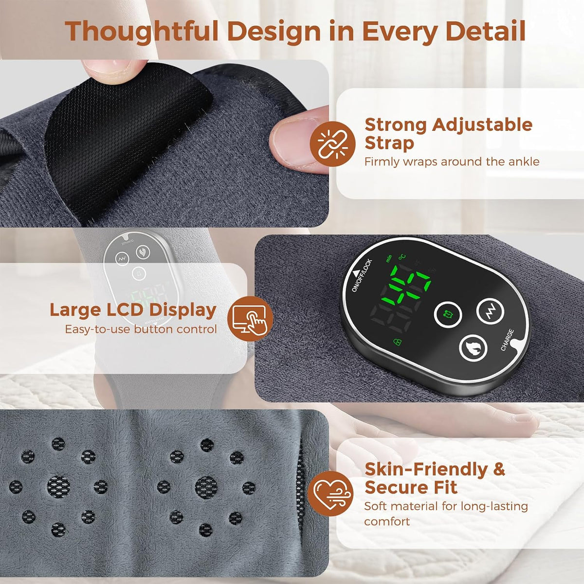Cordless Foot and Ankle Massager for Neuropathy Plantar Fasciitis - 1 Pcs